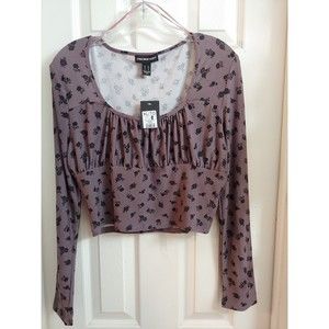 NWT Streetwear Society Long Sleeve Crop Top with Peasant Neckline, Size XL